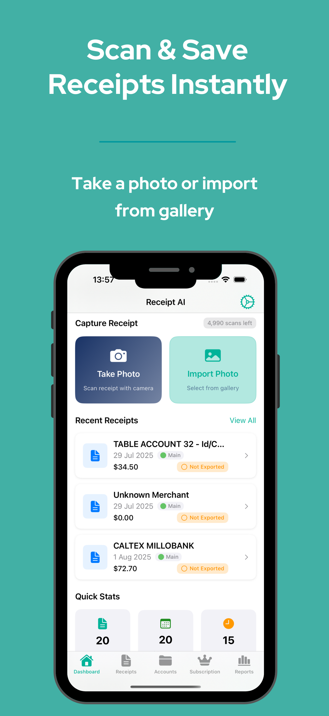 Receipt AI app preview